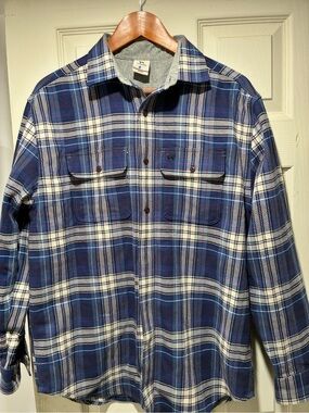 The Black Dog Blue and White Plaid Button-Up Shirt. Medium. 💯 cotton